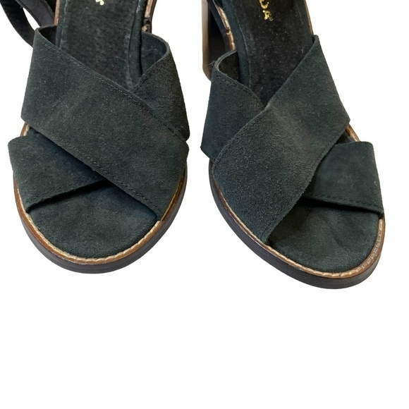 Black Suede Heel Shoes With Wrap Around Ankle Straps - Picture 3 of 14